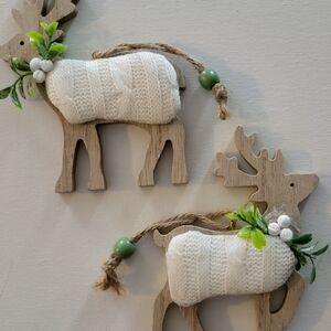 Wooden Reindeer Wall Decor with White Accents